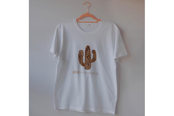 Camiseta Cactus Leopardo Blanco
