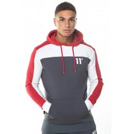 Sudadera Colour Block Pullover Hoodie  Anthracite/White/Red