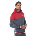 Sudadera Ribbed Full Zip Poly Track Top With Hood - Anthracite/Ski Patrol Red