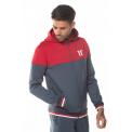 Sudadera Ribbed Full Zip Poly Track Top With Hood - Anthracite/Ski Patrol Red