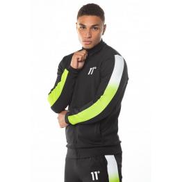 DOT FADE PANELLED POLY TRACK TOP BLACK,LIME GREEN,WHITE