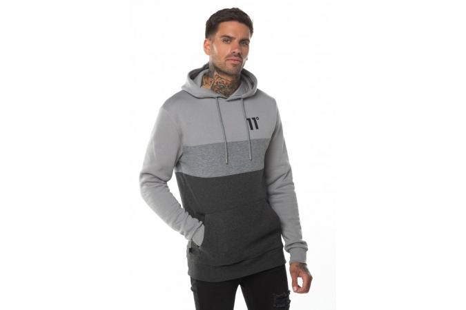 TRIPLE PANEL PULLOVER HOODIE ANTHRACITE MARL,MID GREY/SILVER